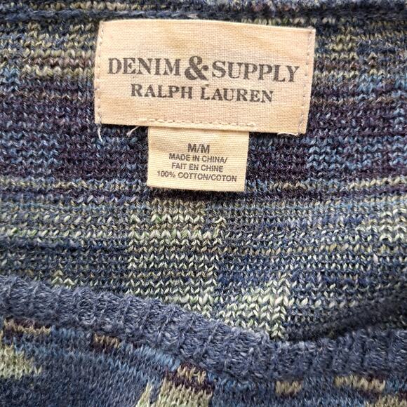 RALPH LAUREN Denim & Supply Southwest Aztec Cotton Sweater Medium Blue - Picture 5 of 8